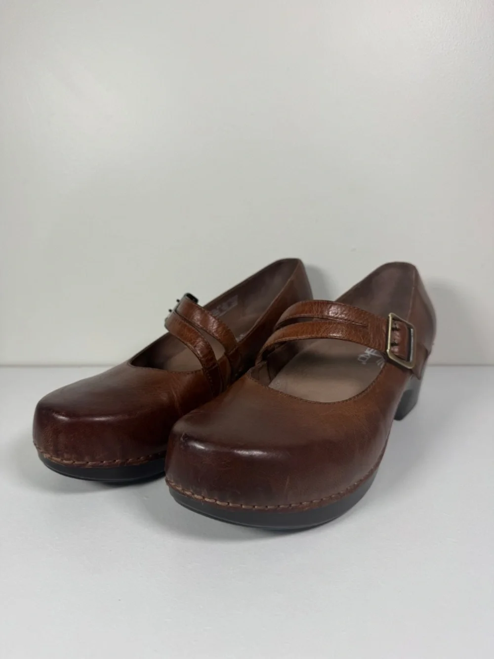 Dansko Tina Brown Leather Mary Jane Ortho Wedge Comfort Shoes | Size 41